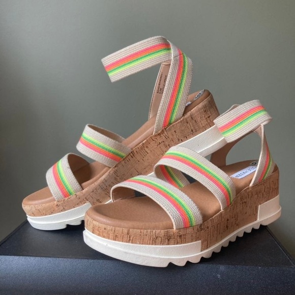 Steve Madden Shoes - Steve Madden | Bandi Platform Ripple Sole Wedge Sandal in Bright Multicolor